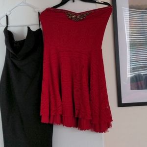 Red Free People Strapless Dress